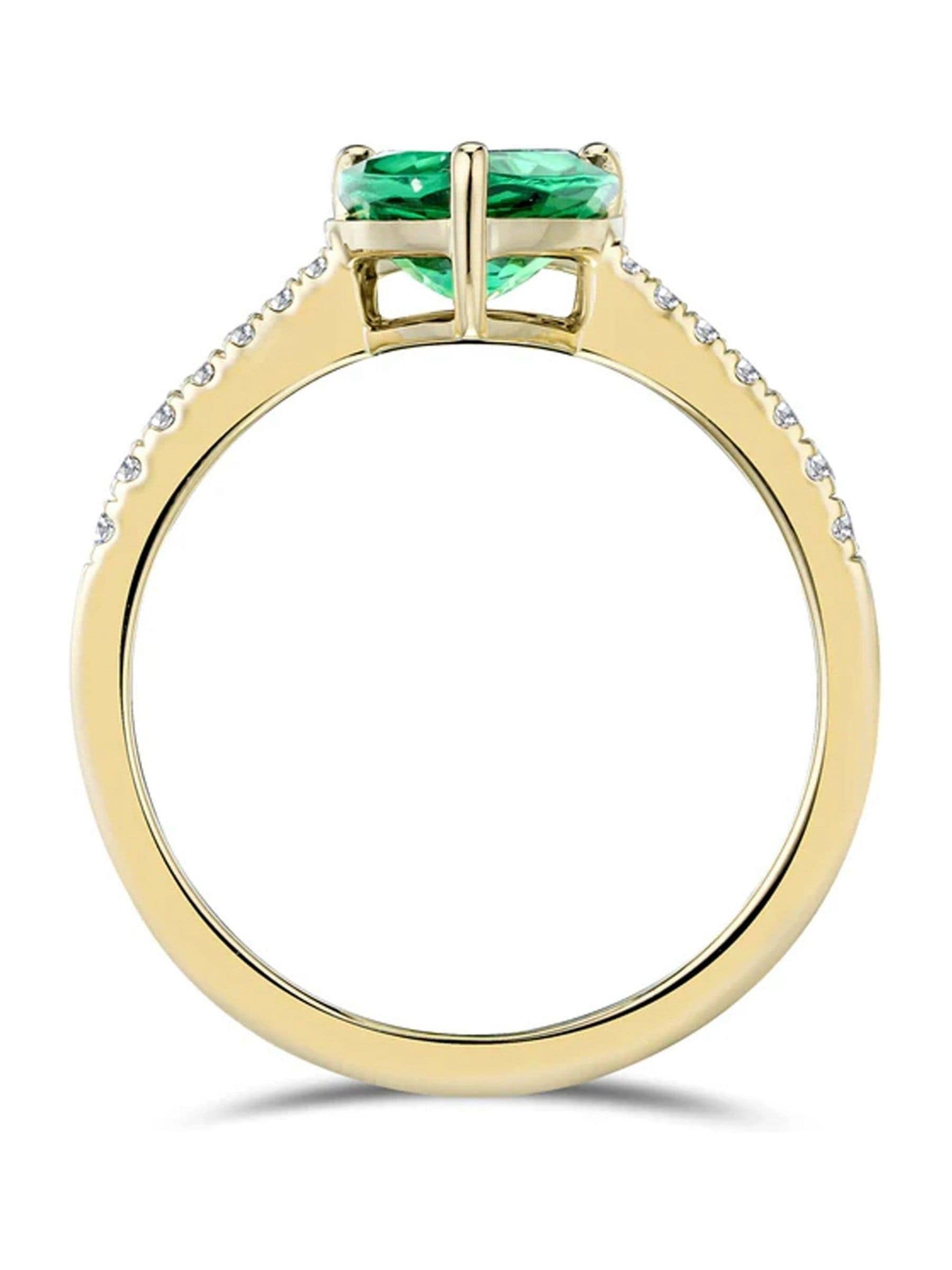 The Diamond Store Astra pear cut lab emerald and diamond ring, imported from the UK