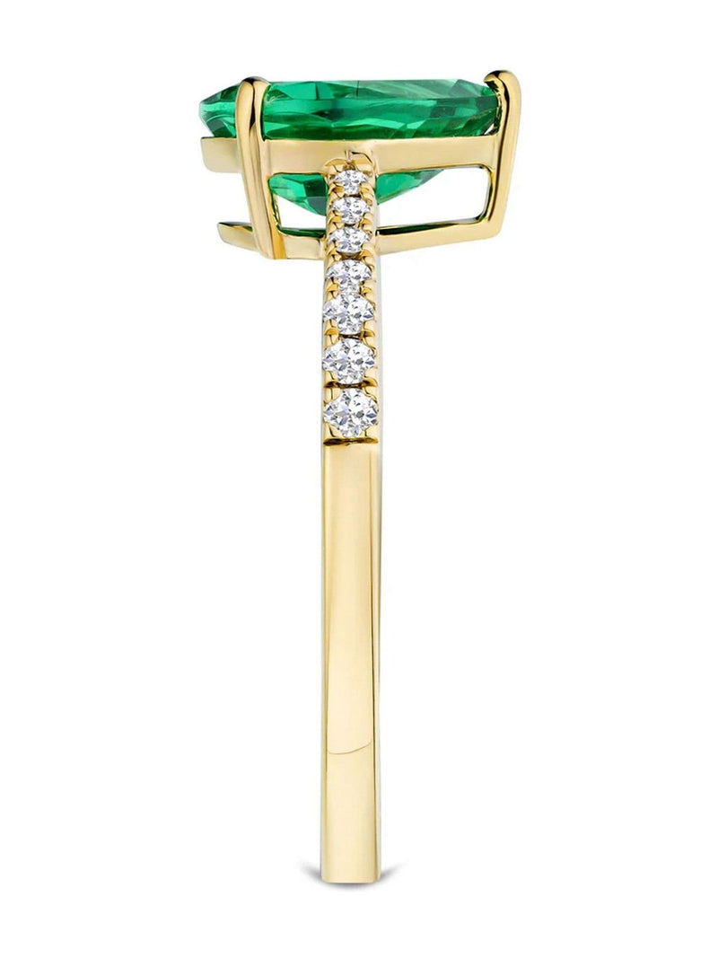 The Diamond Store Astra pear cut lab emerald and diamond ring, imported from the UK