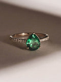 The Diamond Store Astra pear cut lab emerald and diamond ring, imported from the UK