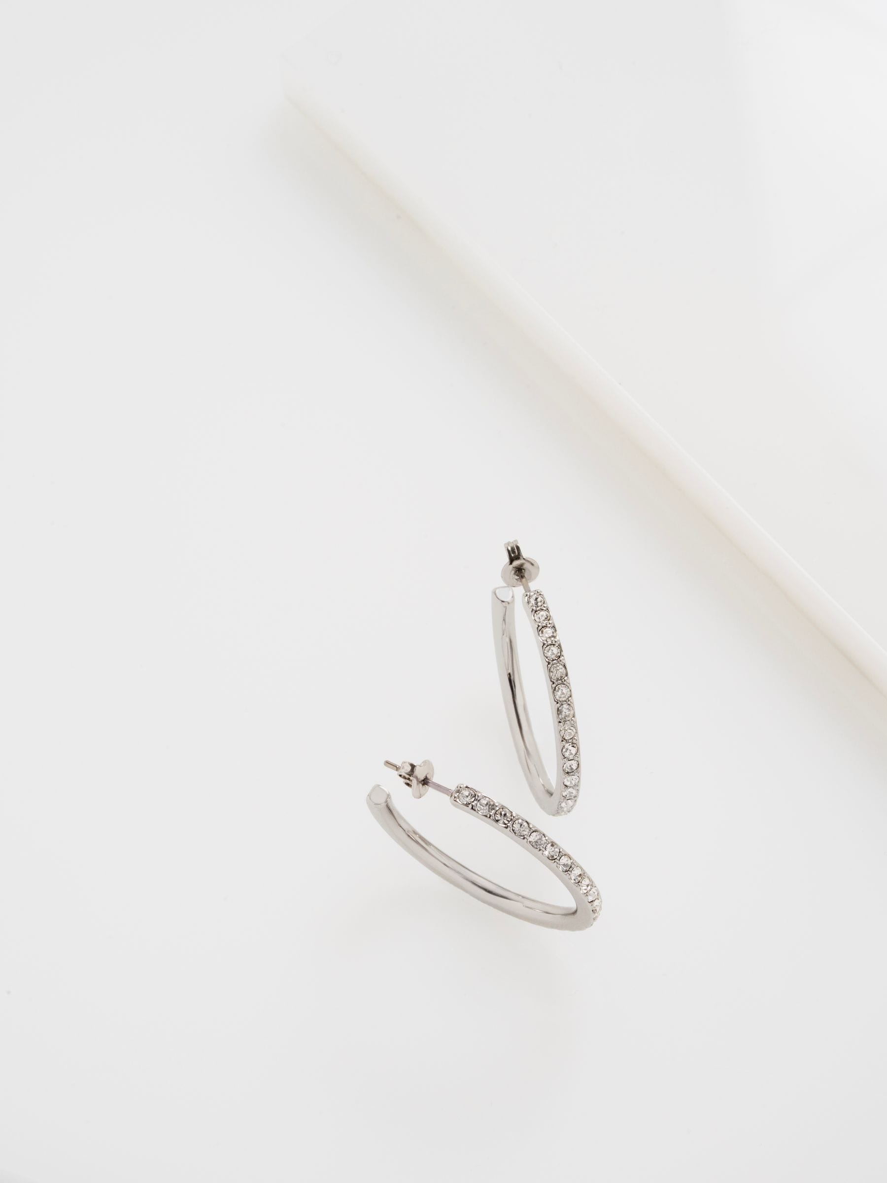 Ted Baker Clanci hoop earrings silver tone crystal medium (British brand)