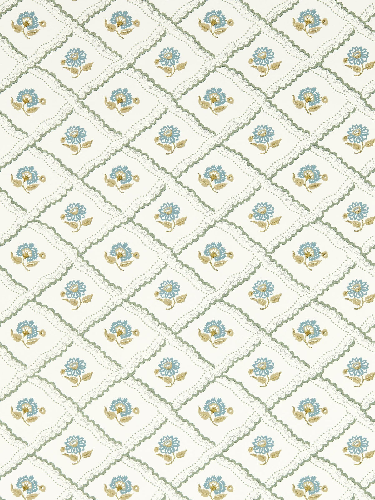 Sanderson Fairdown green wallpaper sample trellis pattern (British brand)