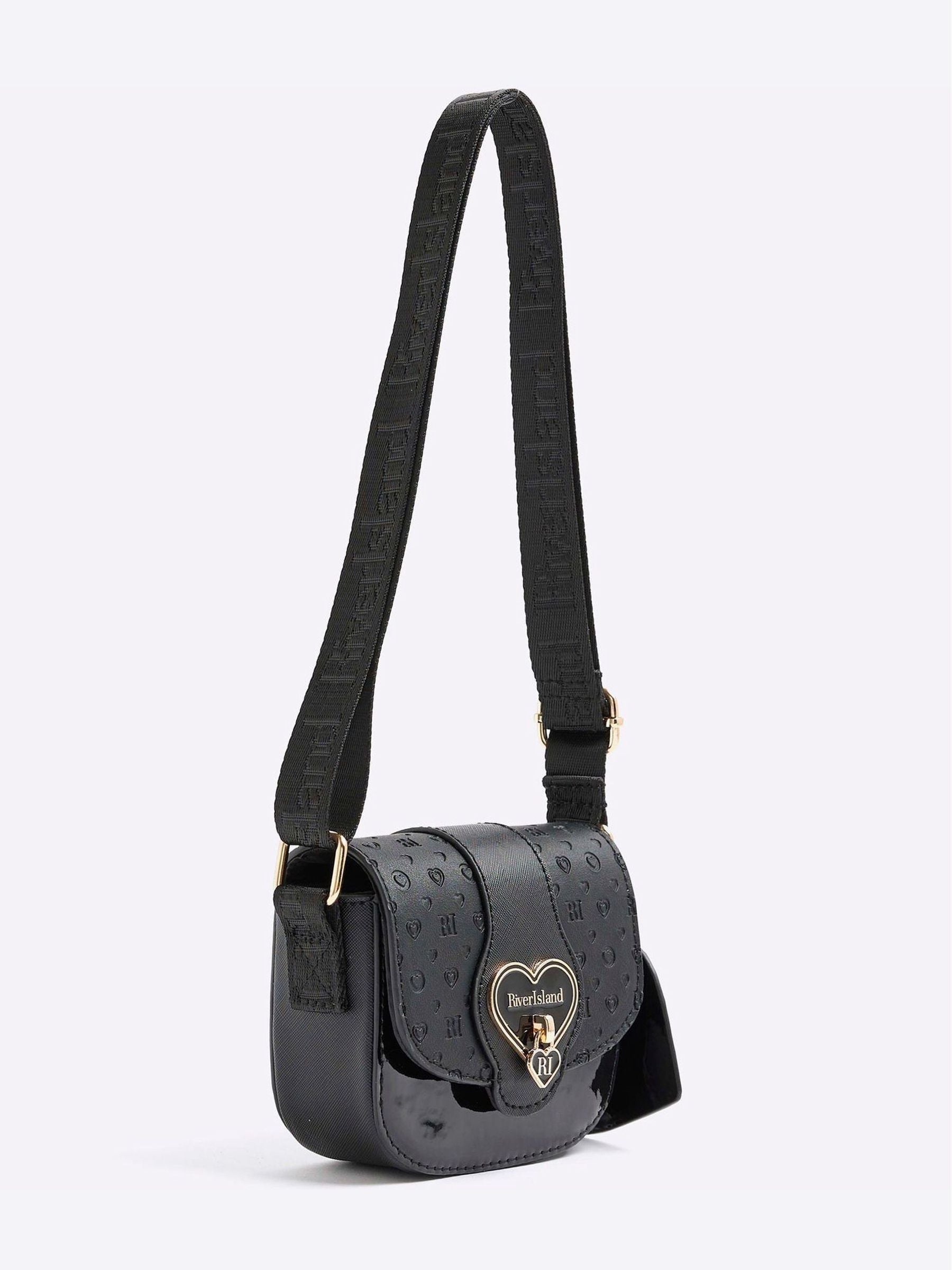 River Island black girls monogram heartlock bag, imported from the UK