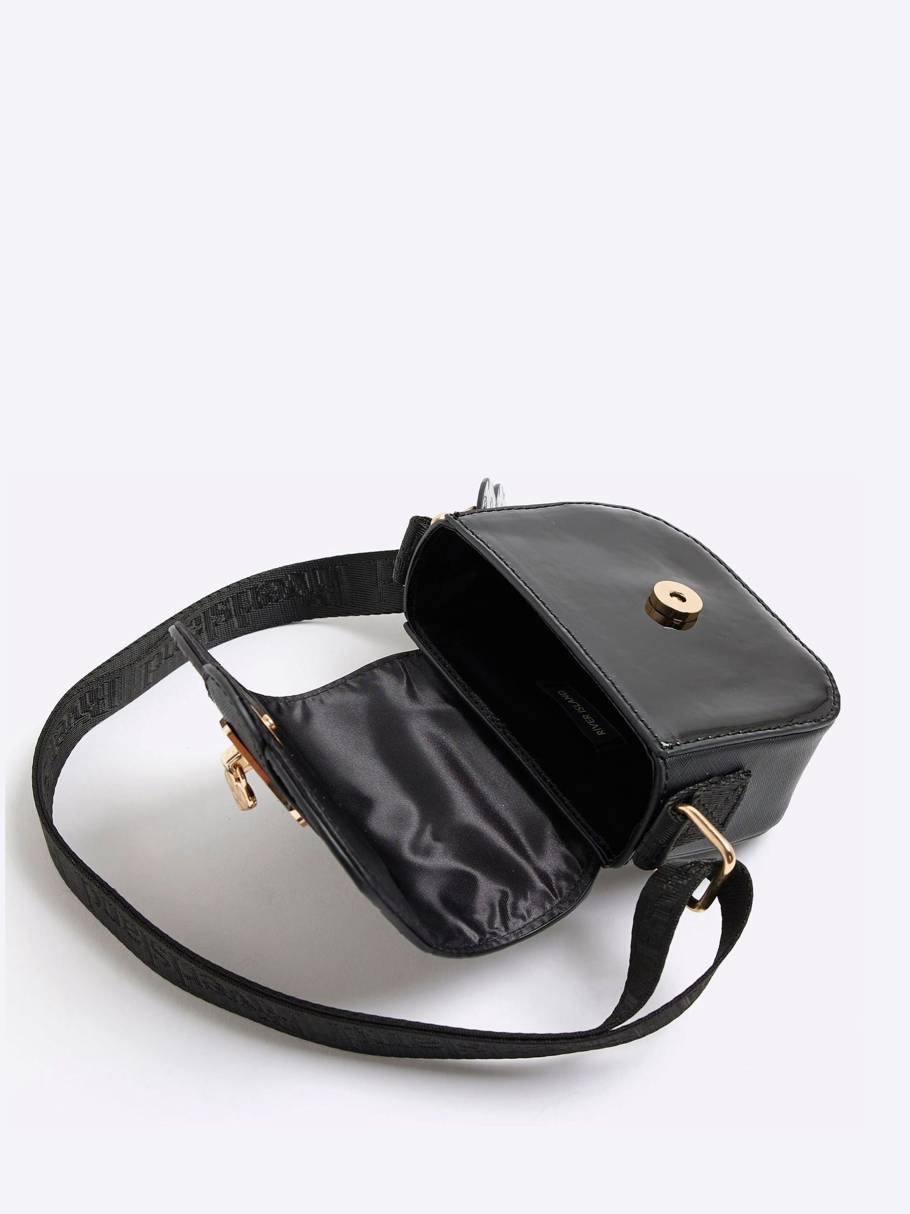 River Island black girls monogram heartlock bag, imported from the UK