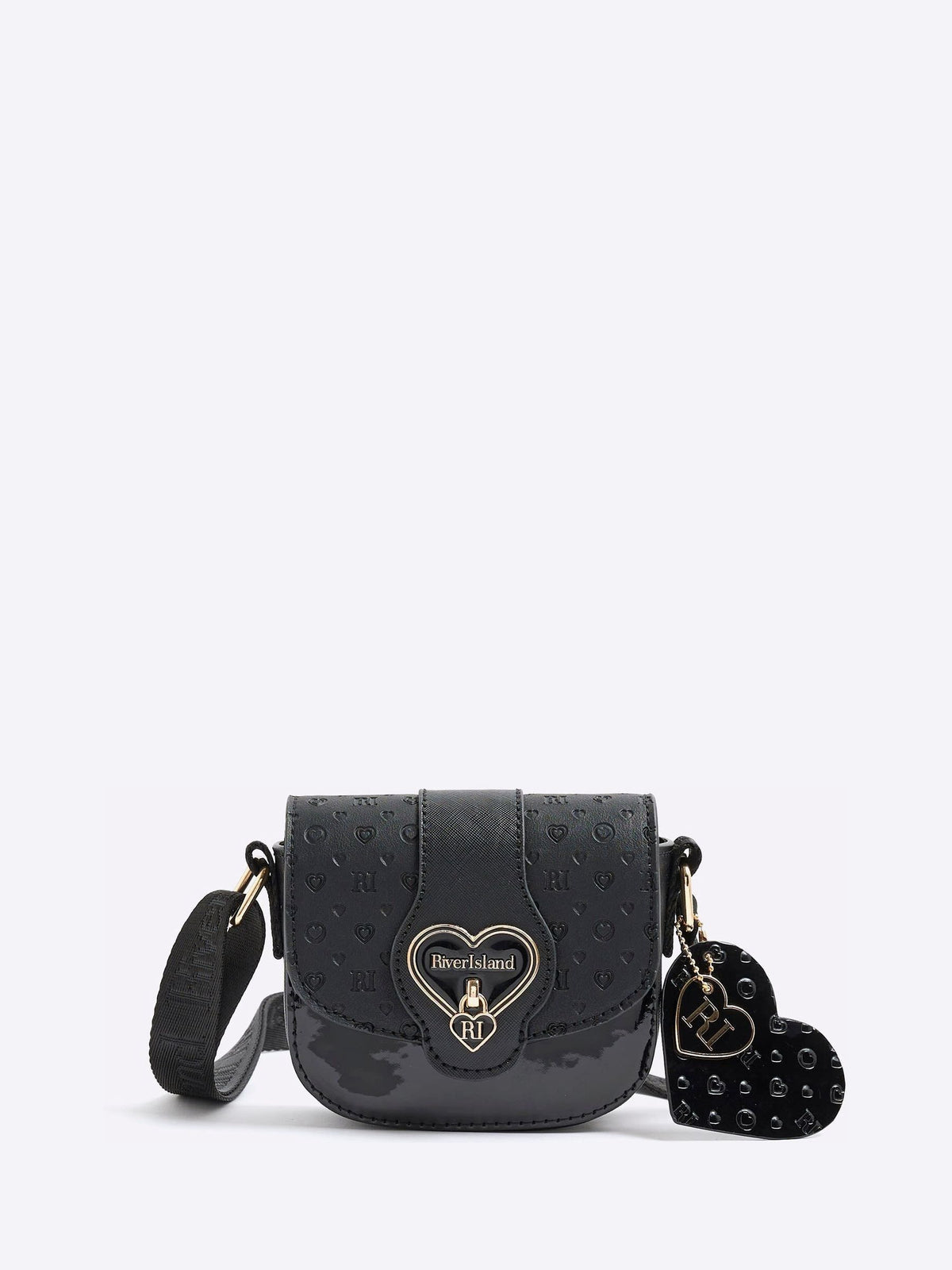 River Island black girls monogram heartlock bag, imported from the UK