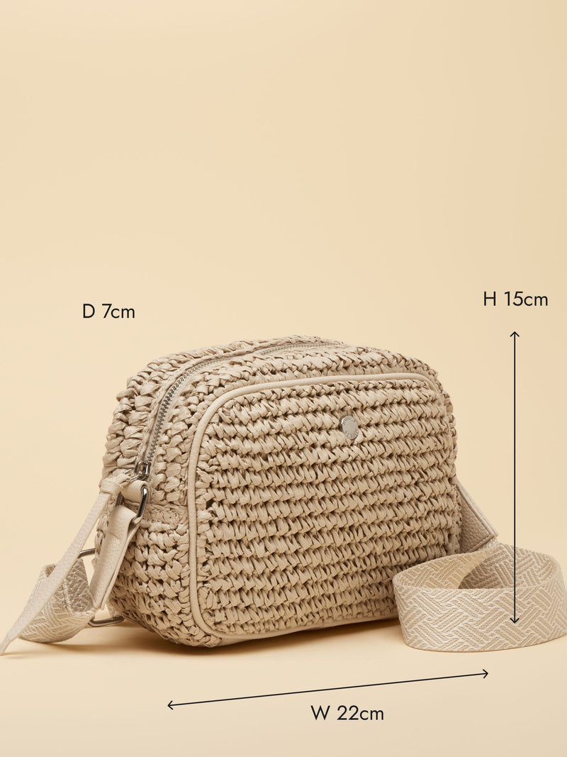 Joules Trent cross body bag cream straw effect, UK version