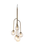 Libra Interiors brass Wellesley pendant with five glass globes, UK version