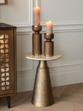 Libra Interiors Brown Amalfi wooden pillar candle holder 31cm, UK version