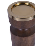 Libra Interiors Brown Amalfi wooden pillar candle holder 31cm, UK version