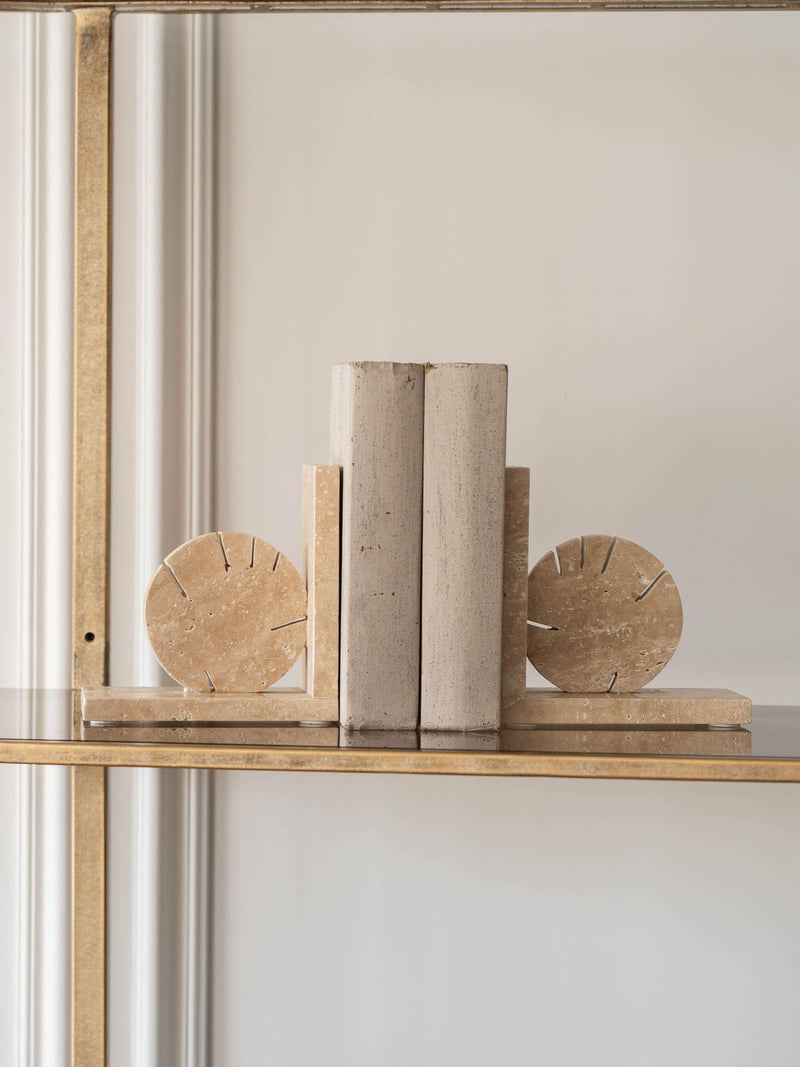 Libra Interiors Taupe Catania Travertine Bookends 15x31x8cm, UK version