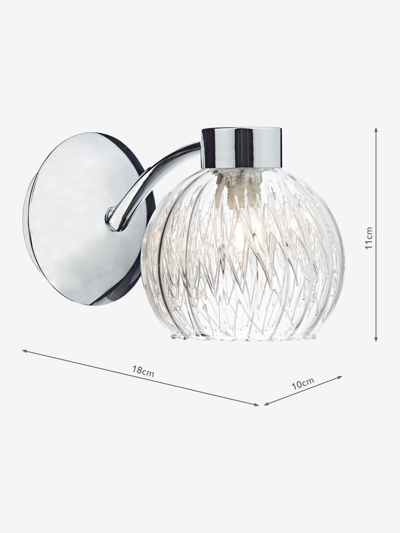 Dar Lighting wall light polished chrome ribbed glass, UK version