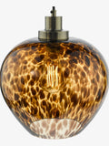 Dar Leandra pendant light amber glass antique brass, UK version