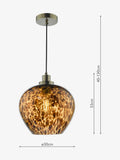 Dar Leandra pendant light amber glass antique brass, UK version