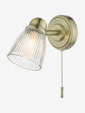 Dar Lighting Cedric wall light antique brass ribbed glass - British product