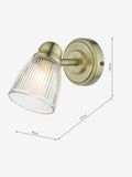 Dar Lighting Cedric wall light antique brass ribbed glass - British product