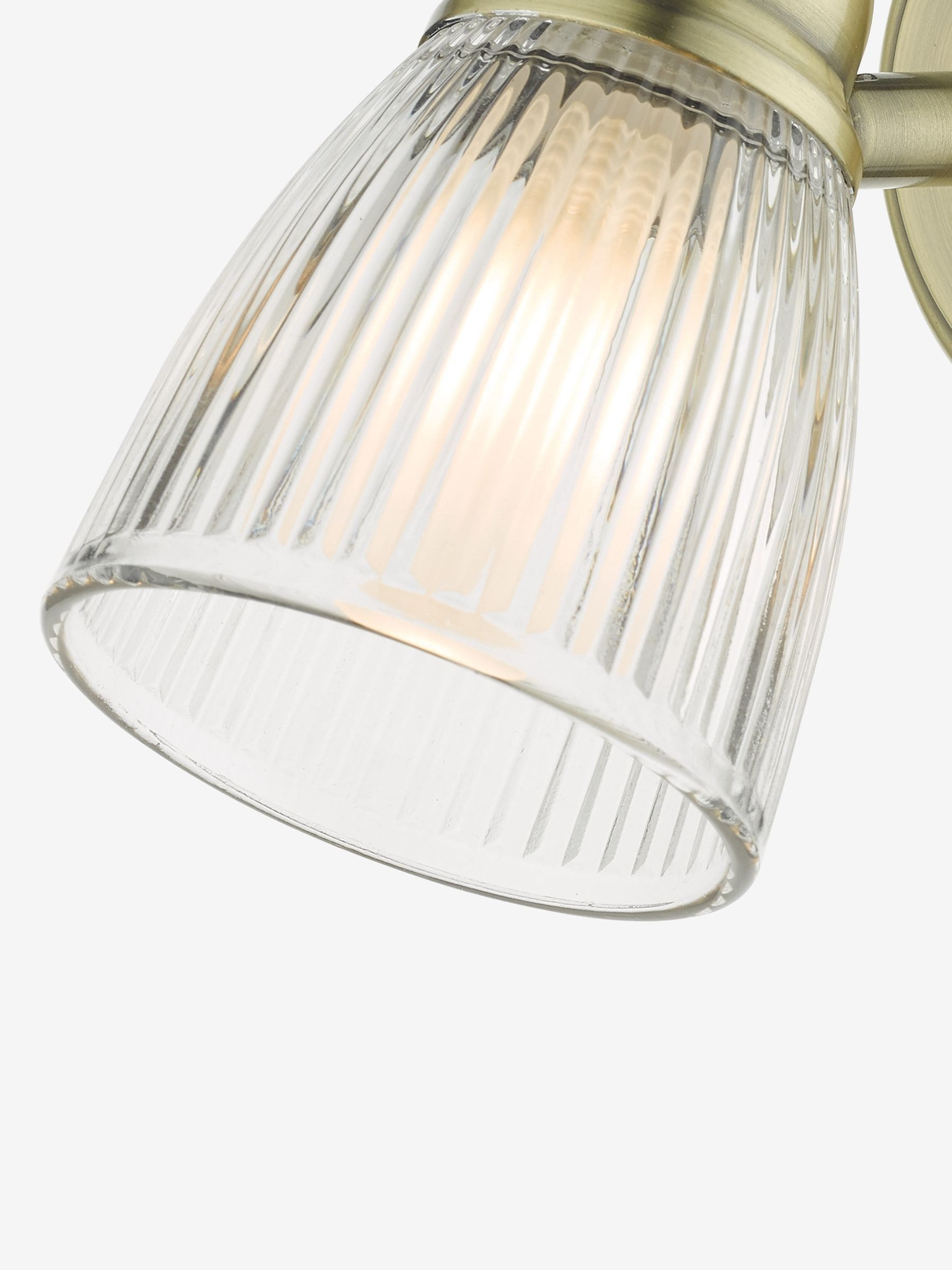 Dar Lighting Cedric wall light antique brass ribbed glass - British product