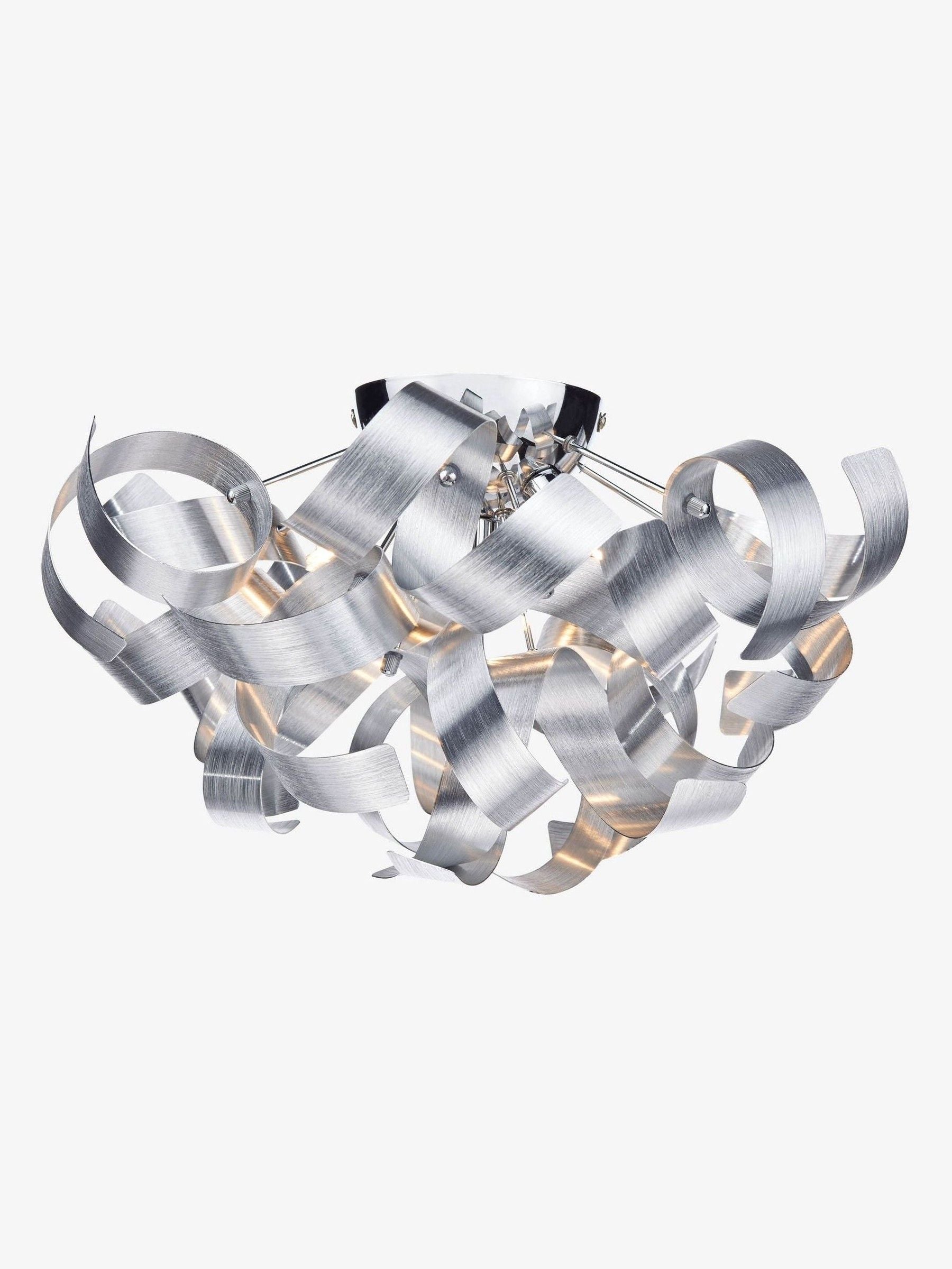 Dar Lighting Rawley brushed aluminium 4-light flush ceiling light, imported from the UK