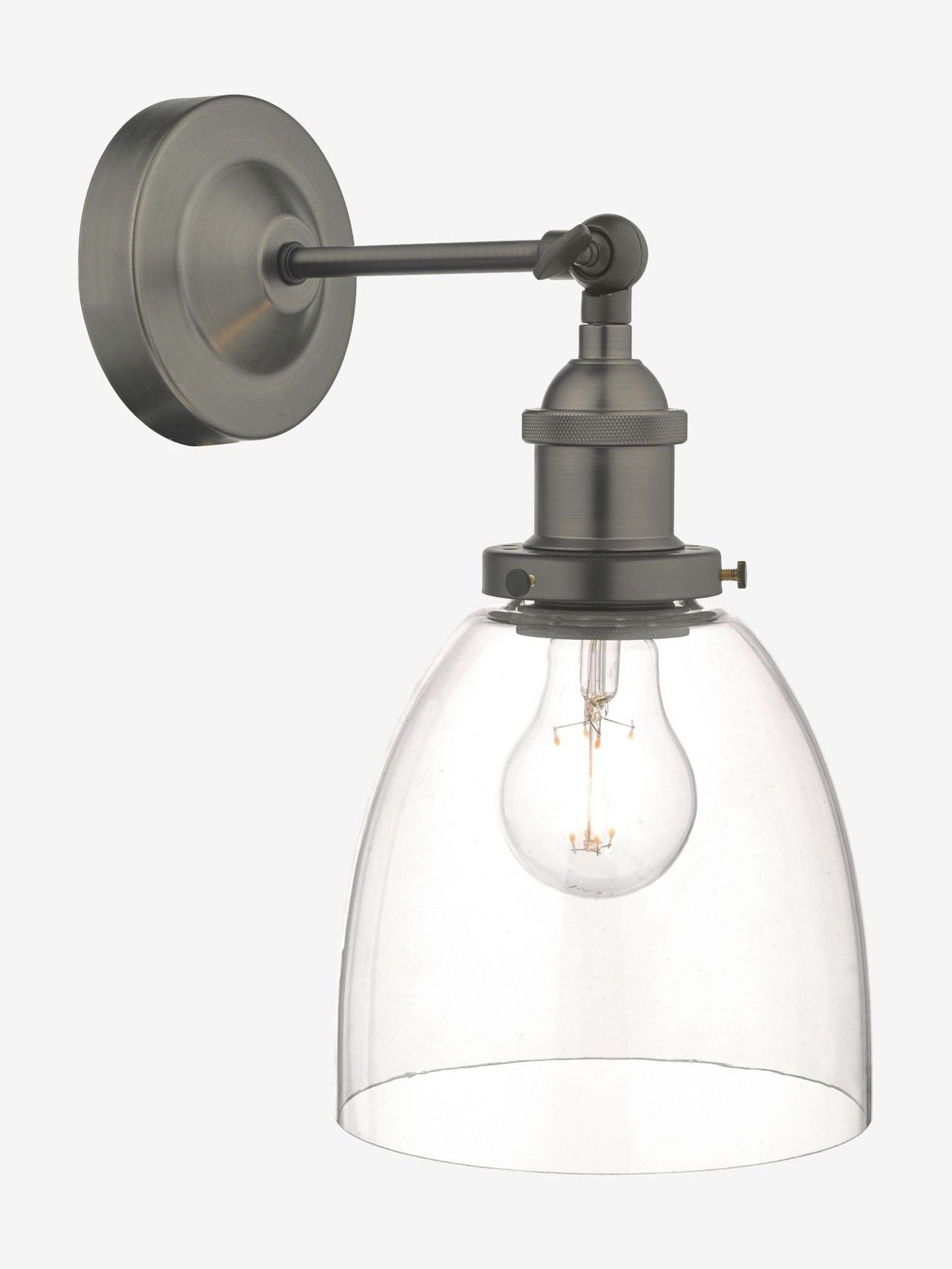 Dar Lighting Arvin wall light antique chrome clear glass (British brand)