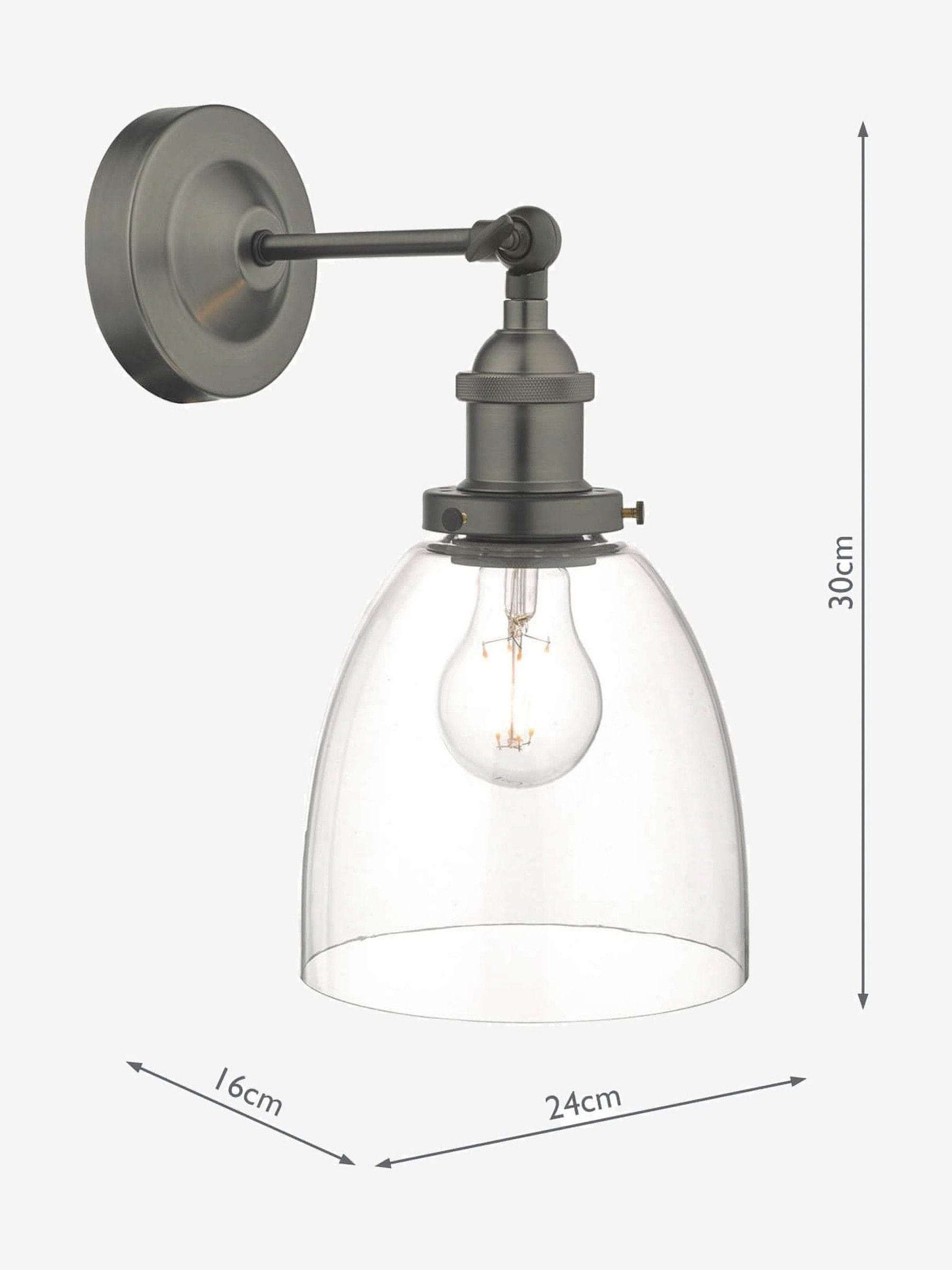 Dar Lighting Arvin wall light antique chrome clear glass (British brand)