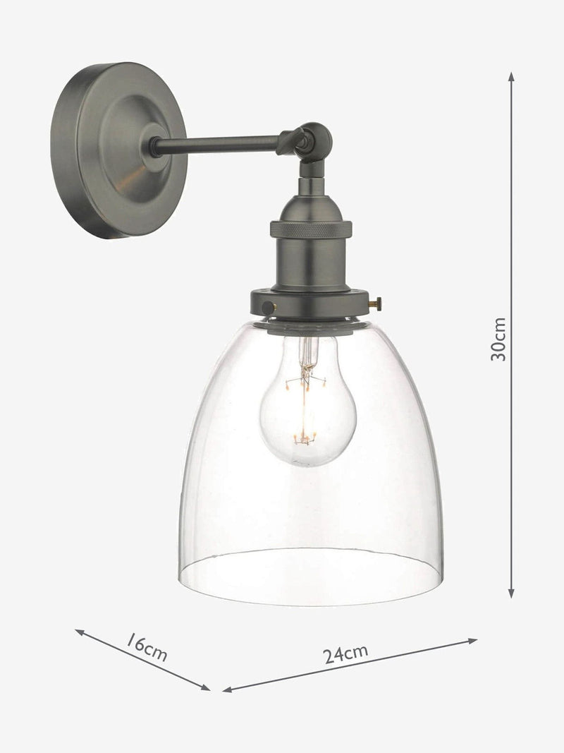 Dar Lighting Arvin wall light antique chrome clear glass (British brand)