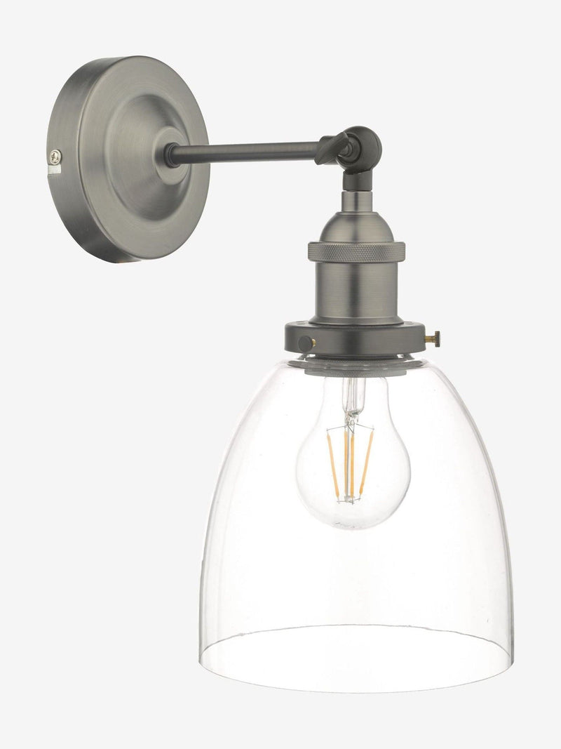 Dar Lighting Arvin wall light antique chrome clear glass (British brand)