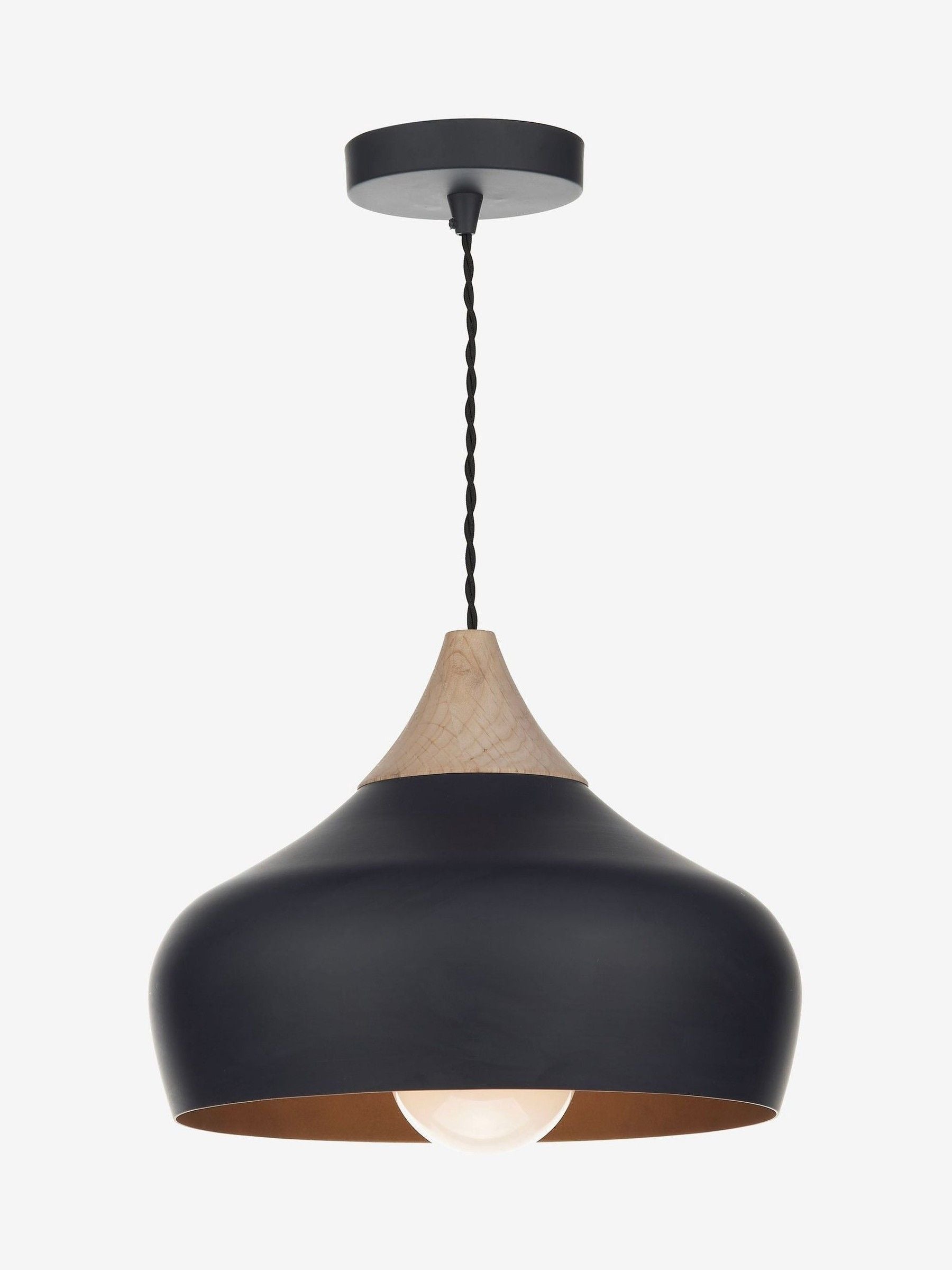 Dar Lighting Gaucho pendant light 32cm matt black natural wood (British brand)