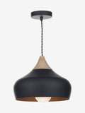 Dar Lighting Gaucho pendant light 32cm matt black natural wood (British brand)