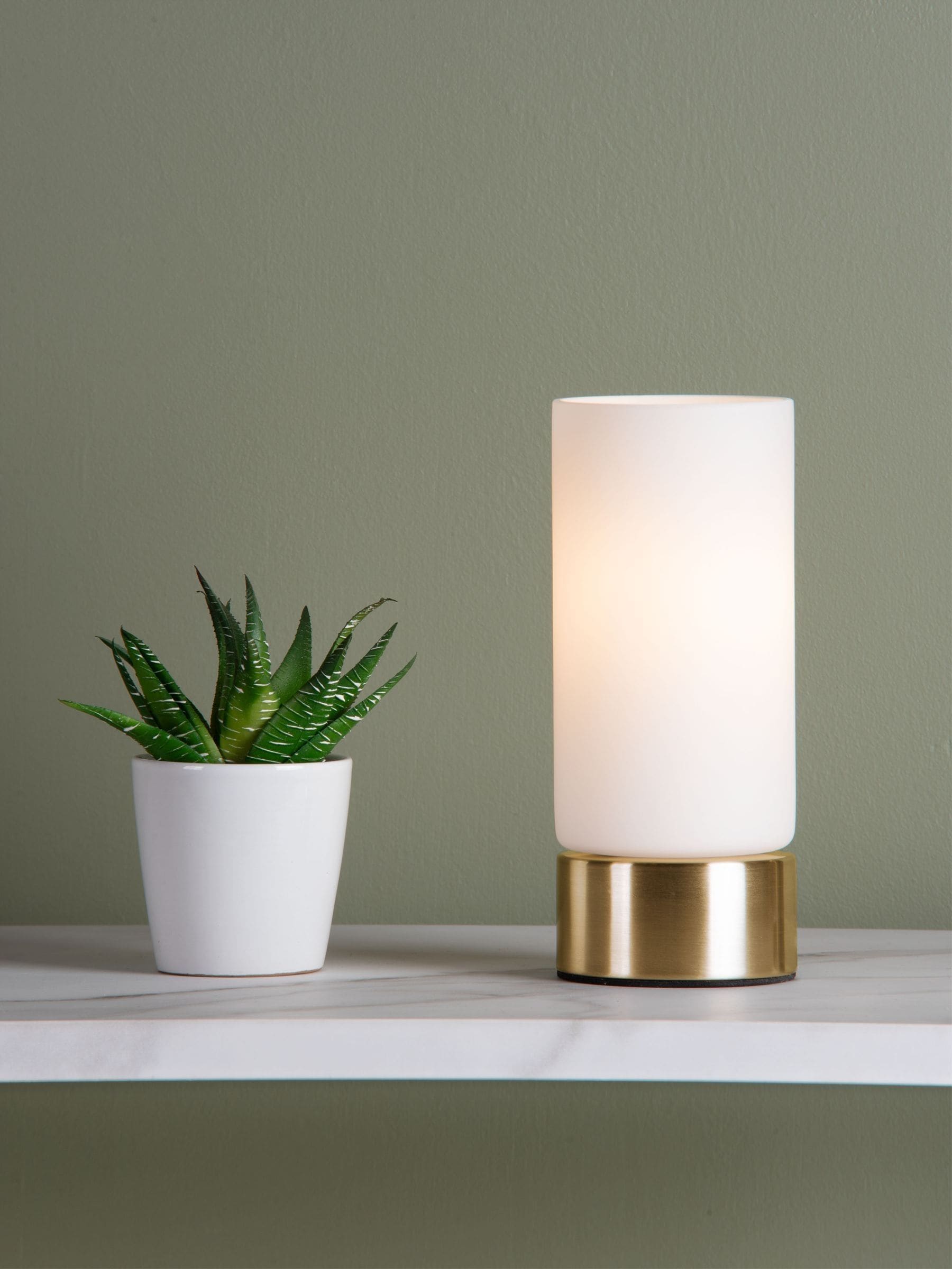 Dar Lighting Jot touch table lamp polished gold opal glass - British product