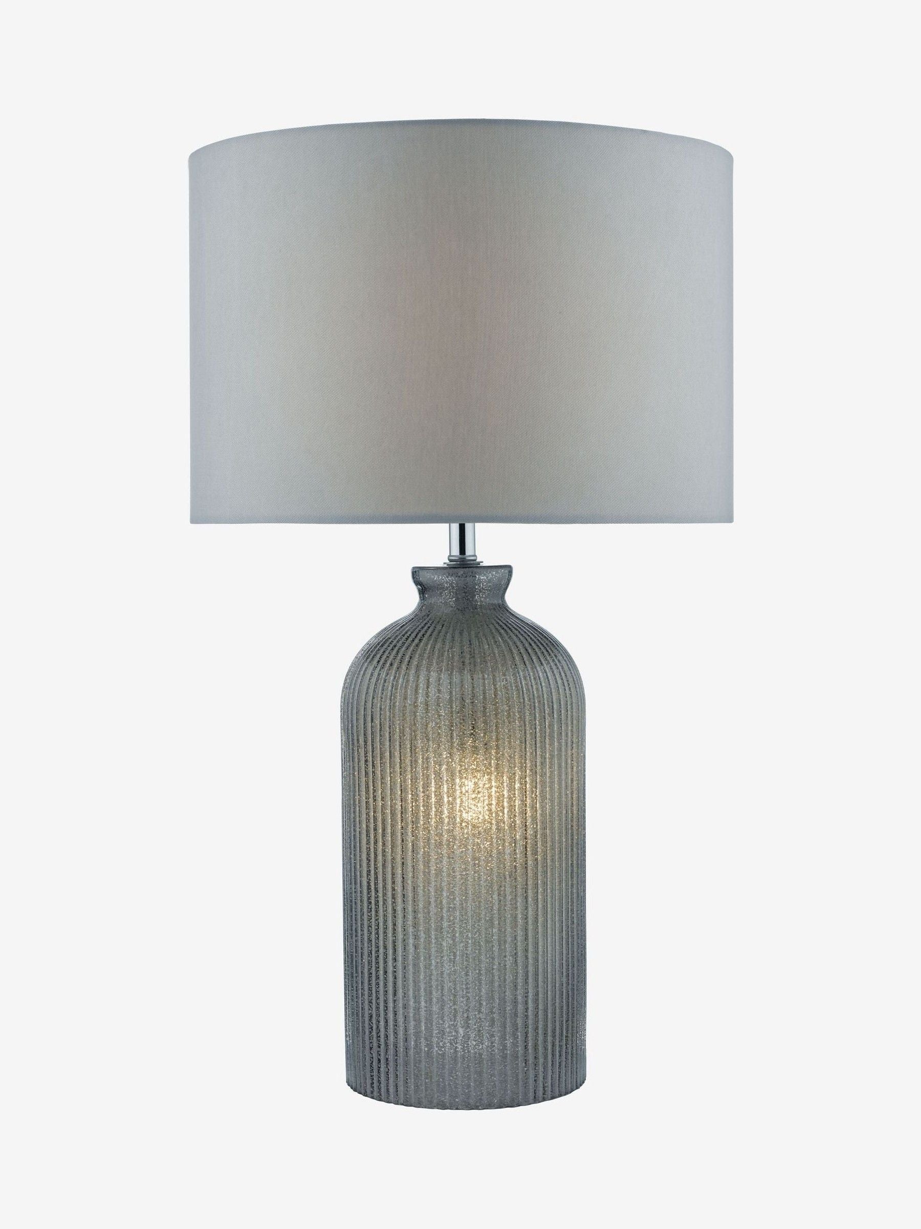 Dar Lighting Pamplona table lamp grey glass polished chrome H57cm (British brand)