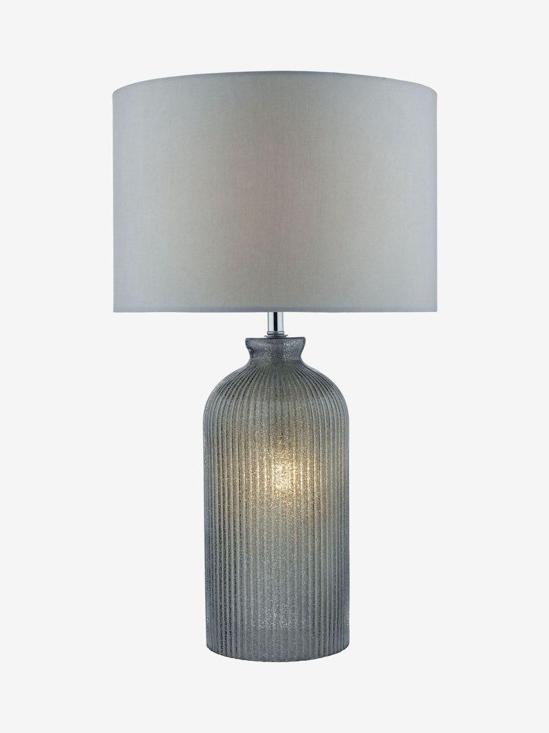 Dar Lighting Pamplona table lamp grey glass polished chrome H57cm (British brand)