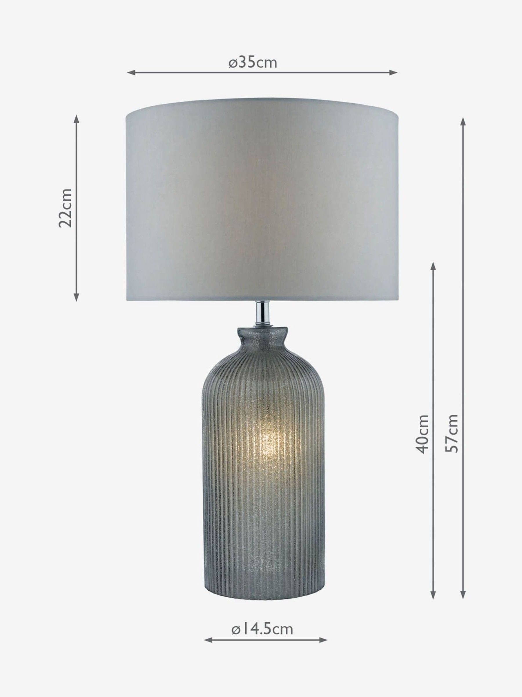 Dar Lighting Pamplona table lamp grey glass polished chrome H57cm (British brand)