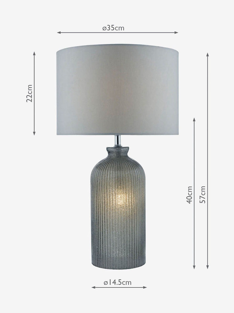 Dar Lighting Pamplona table lamp grey glass polished chrome H57cm (British brand)