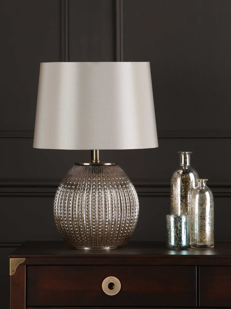 Dar Lighting Sonia taupe table lamp 56cm, imported from the UK