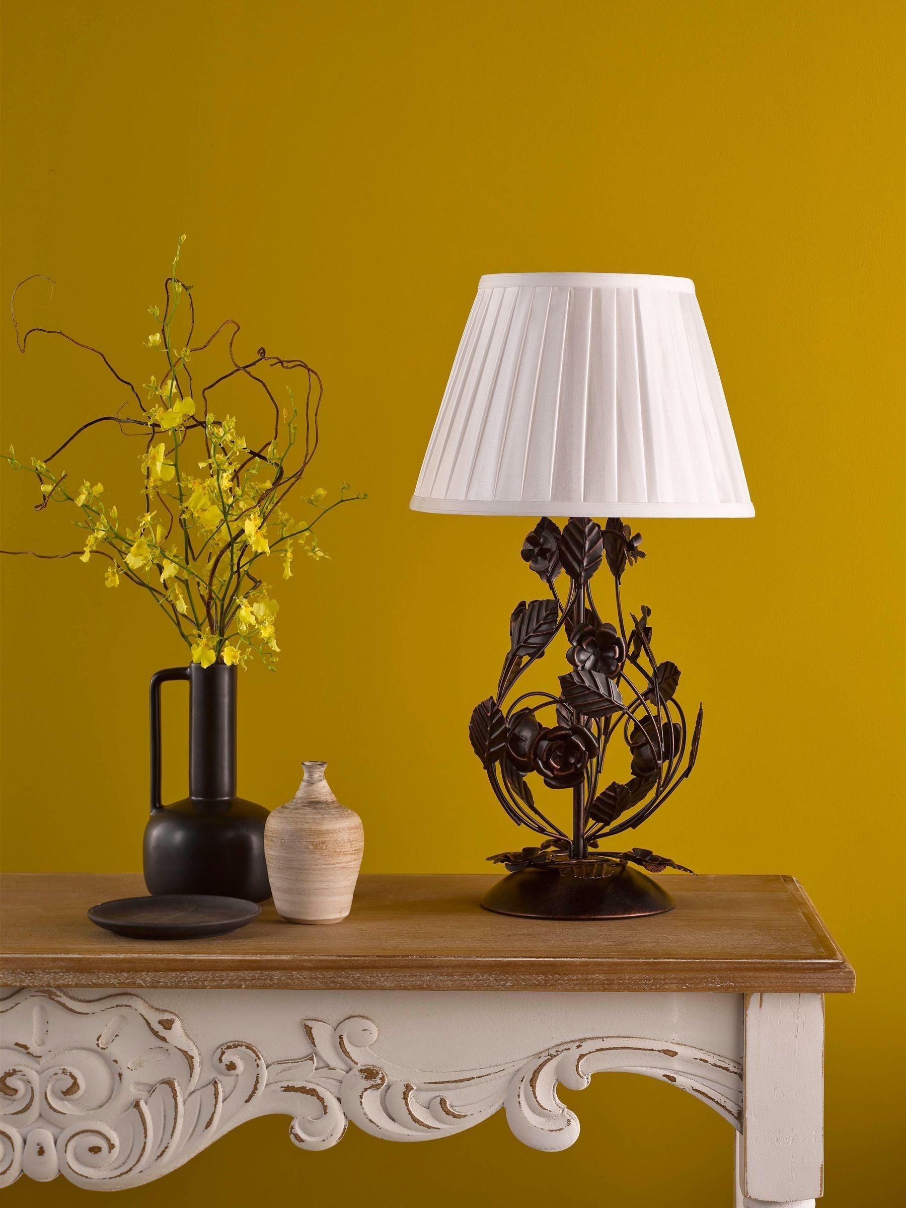 Dar Lighting table lamp base matt black brushed bronze H36cm, UK version