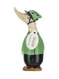 Dinky Duck green cyclist wooden ornament 18cm, UK version