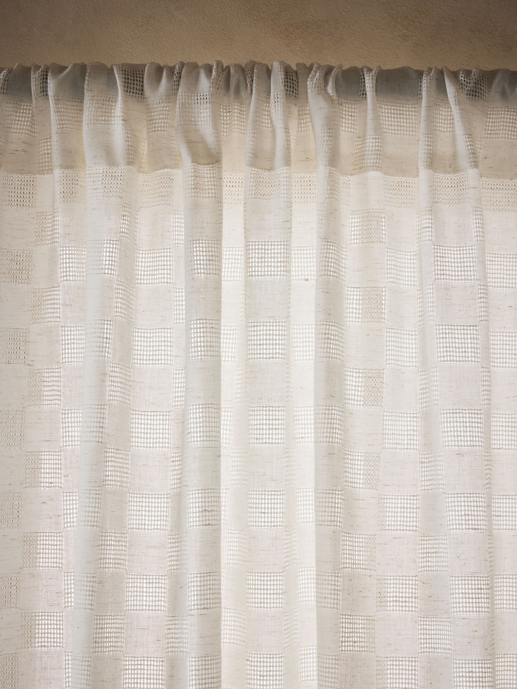 Checkerboard voile curtain panel slot top, imported from the UK