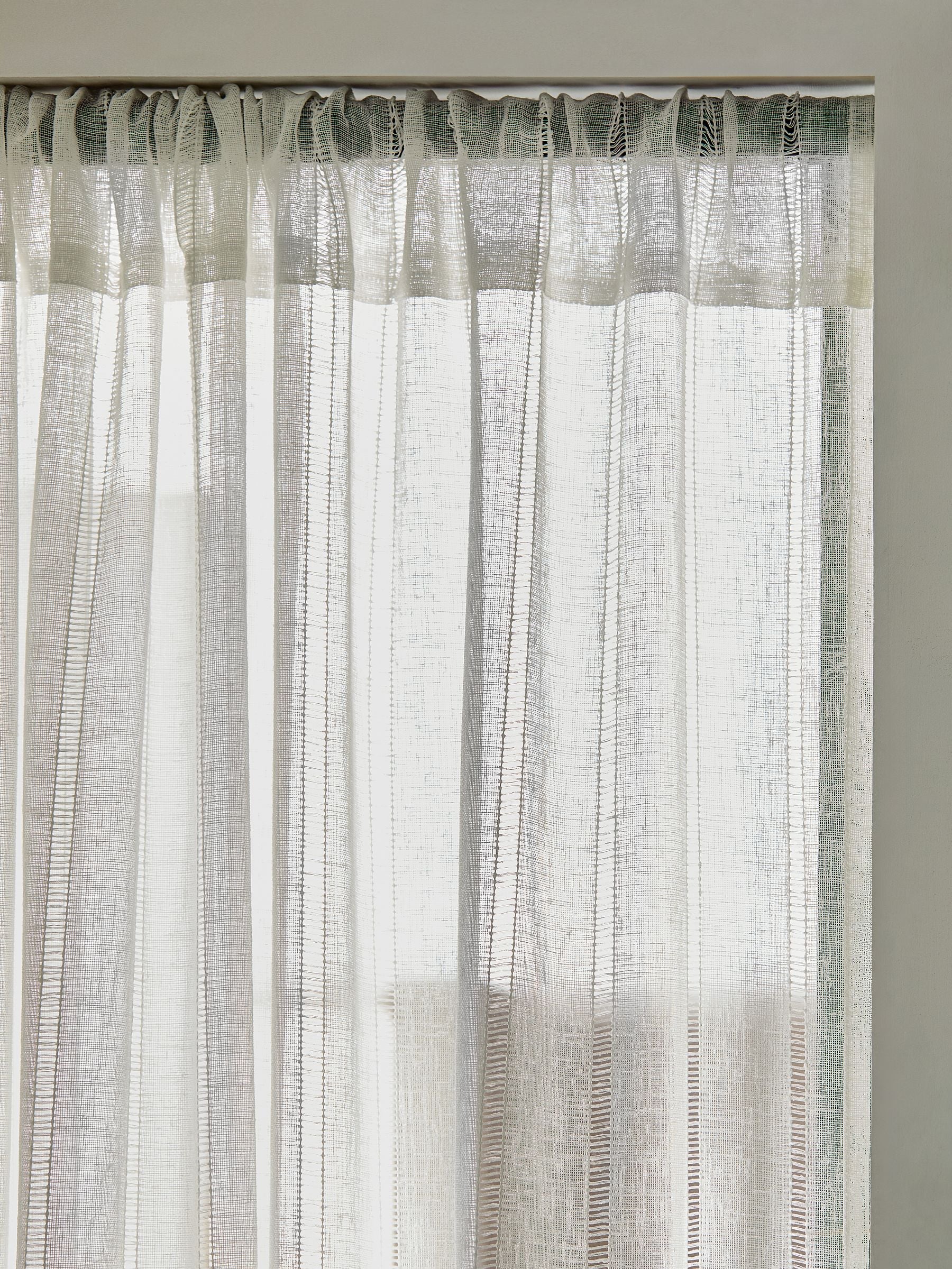 White ladder stitch voile panel sheer curtain imported from the UK