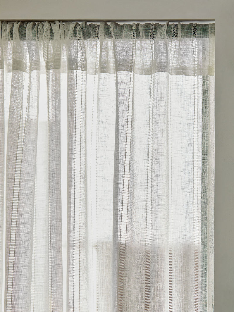 White ladder stitch voile panel sheer curtain imported from the UK