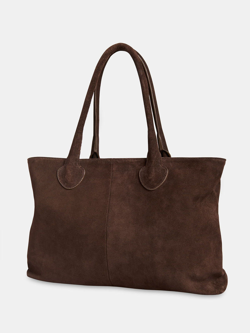 Whistles Leandra chocolate suede tote bag, UK version