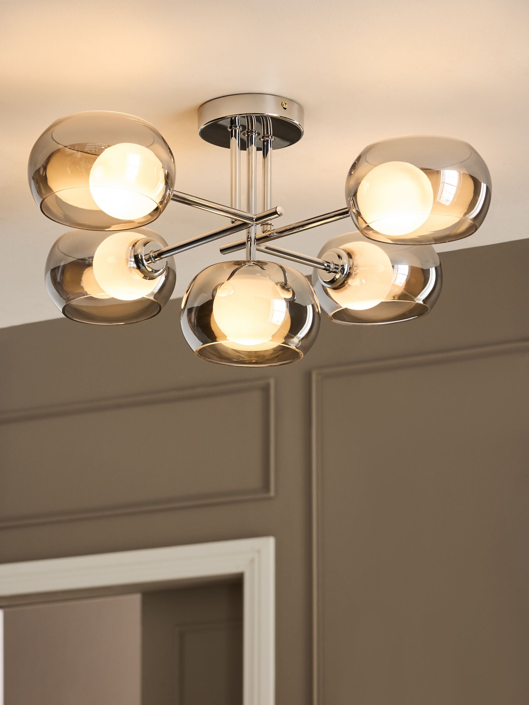 Chrome Carson 5 Light Flush Ceiling Light Fitting