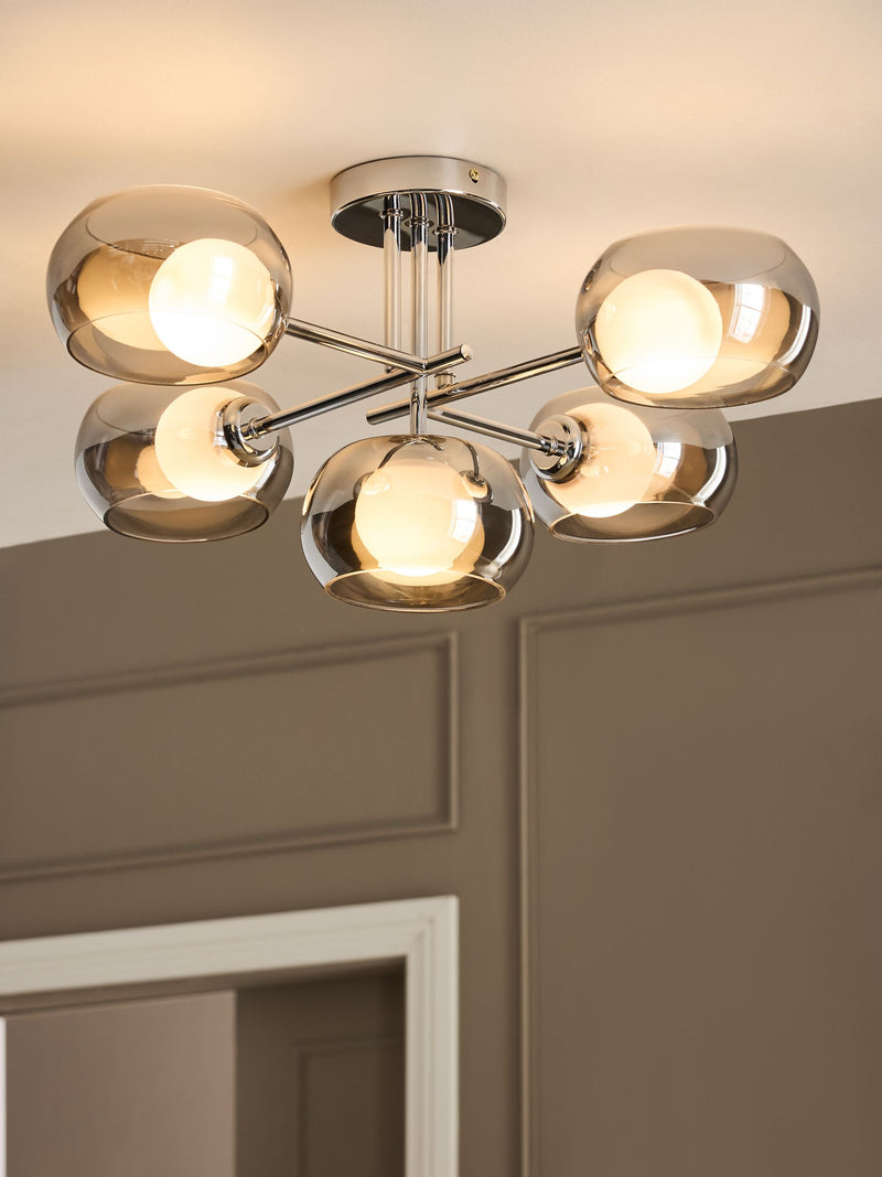 Chrome Carson 5 Light Flush Ceiling Light Fitting