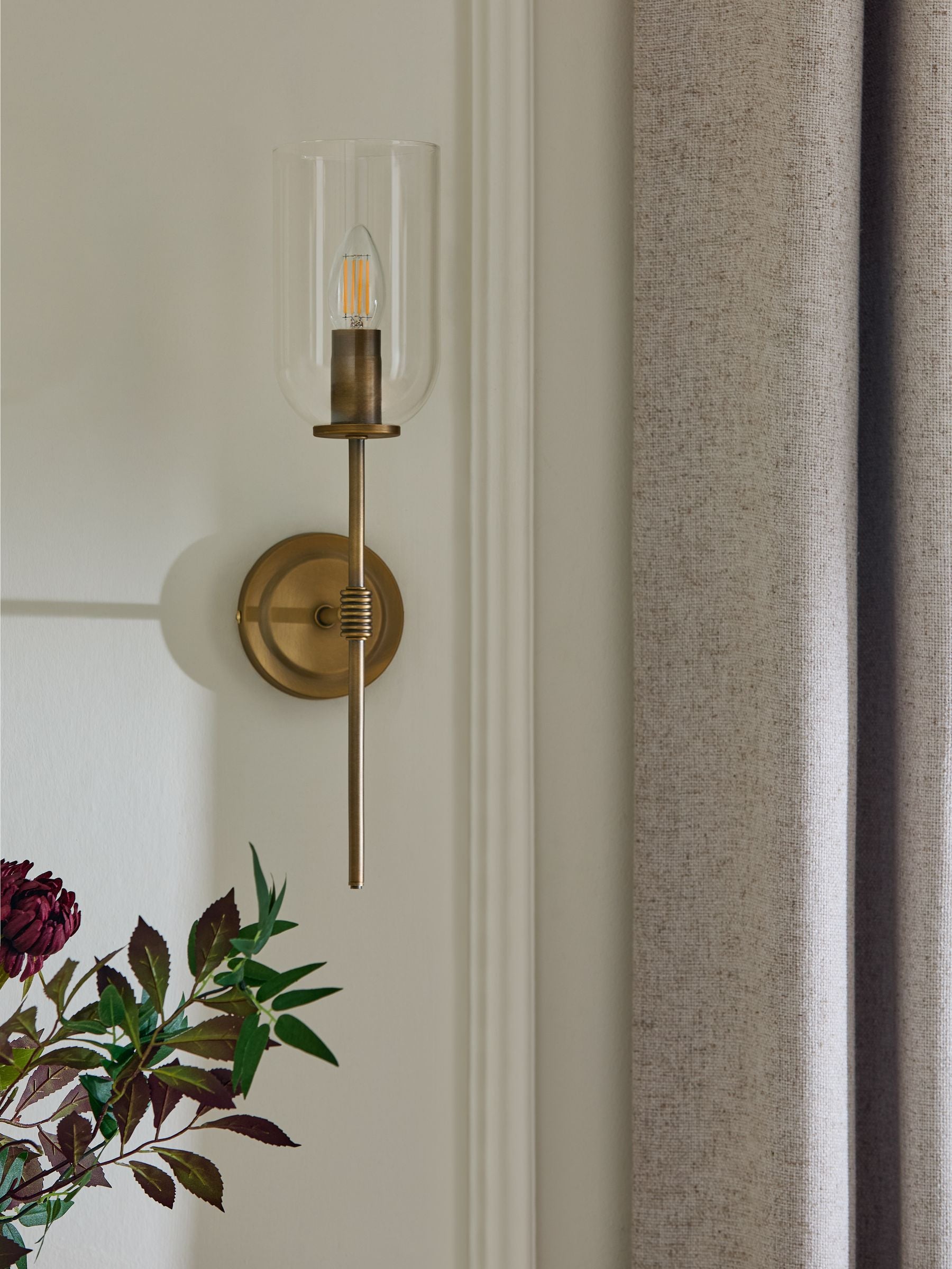 Brass Virginia mains operated wall light (British brand)