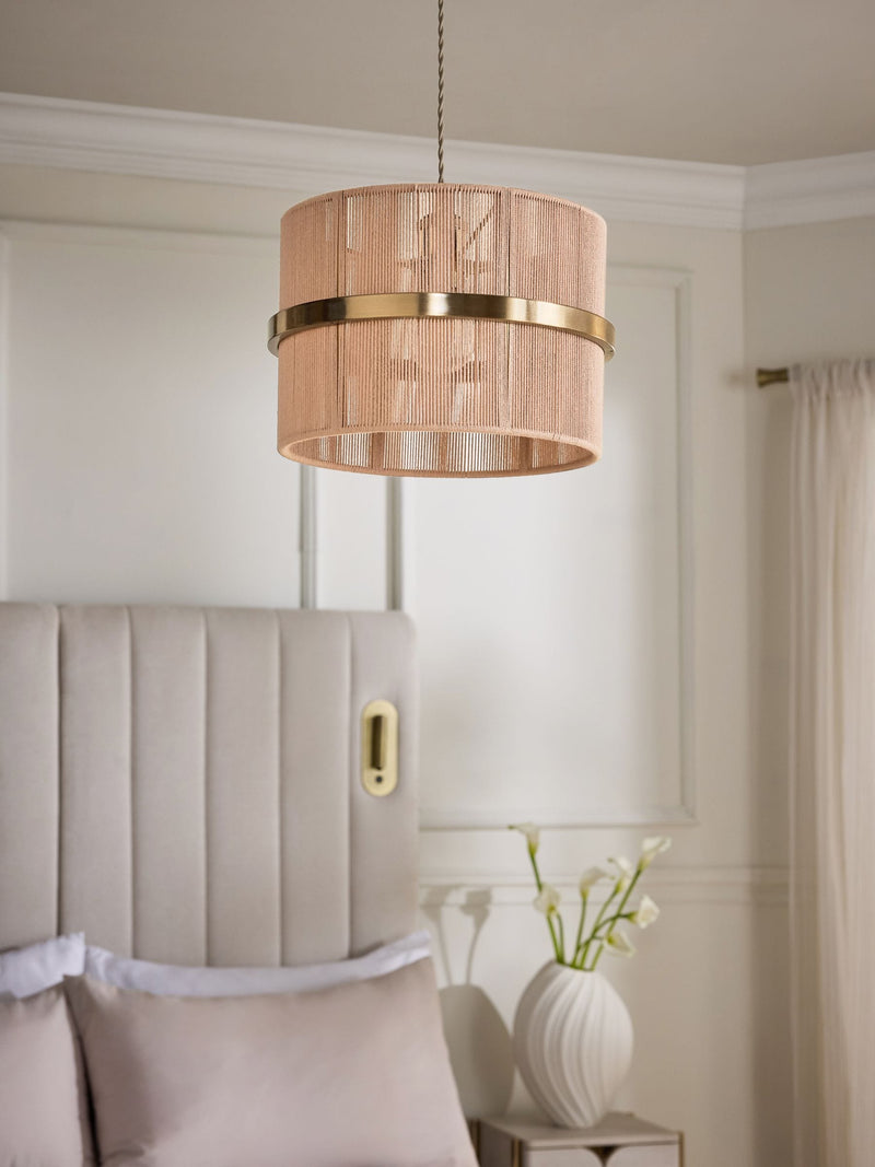 Pink Helmdon small ceiling light with string shades - British product