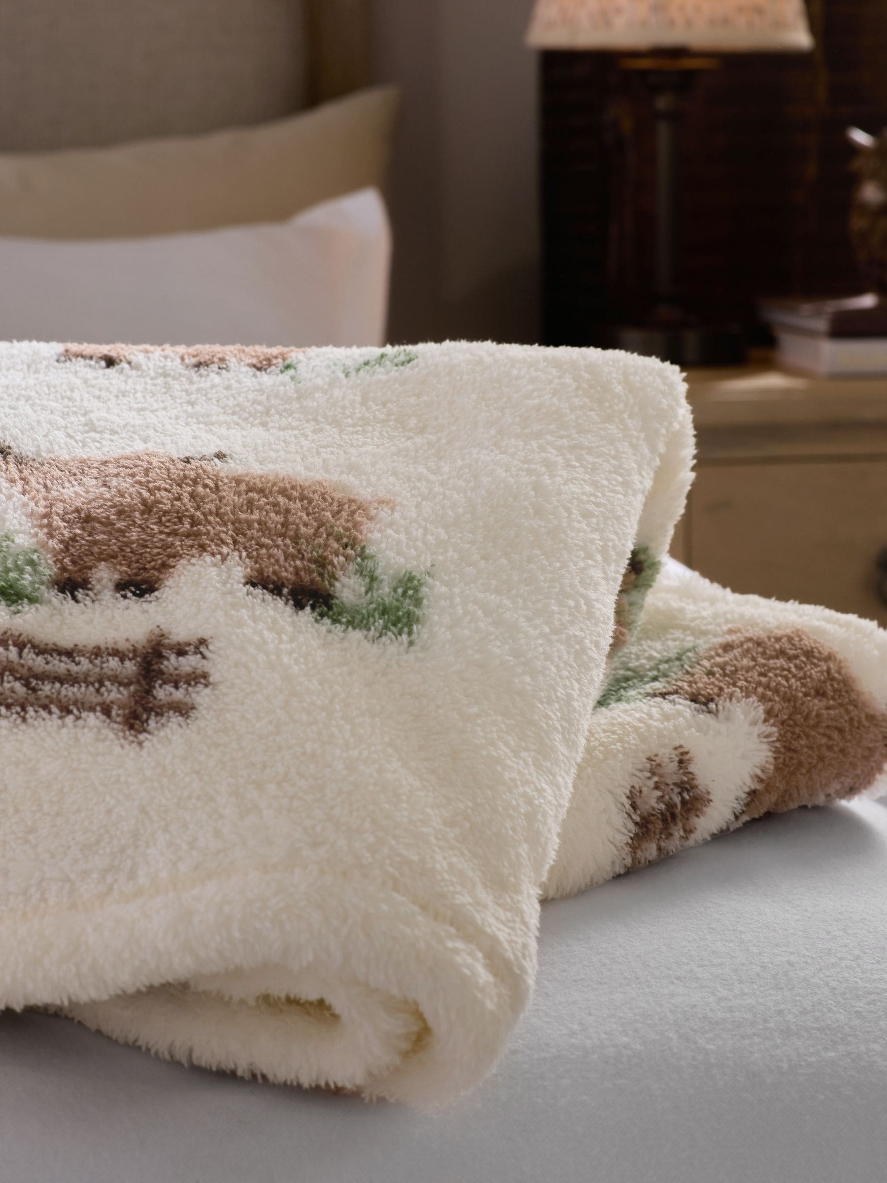 Natural Hamish Highland Cow fleece throw - British product