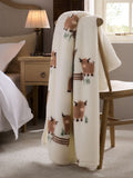 Natural Hamish Highland Cow fleece throw - British product