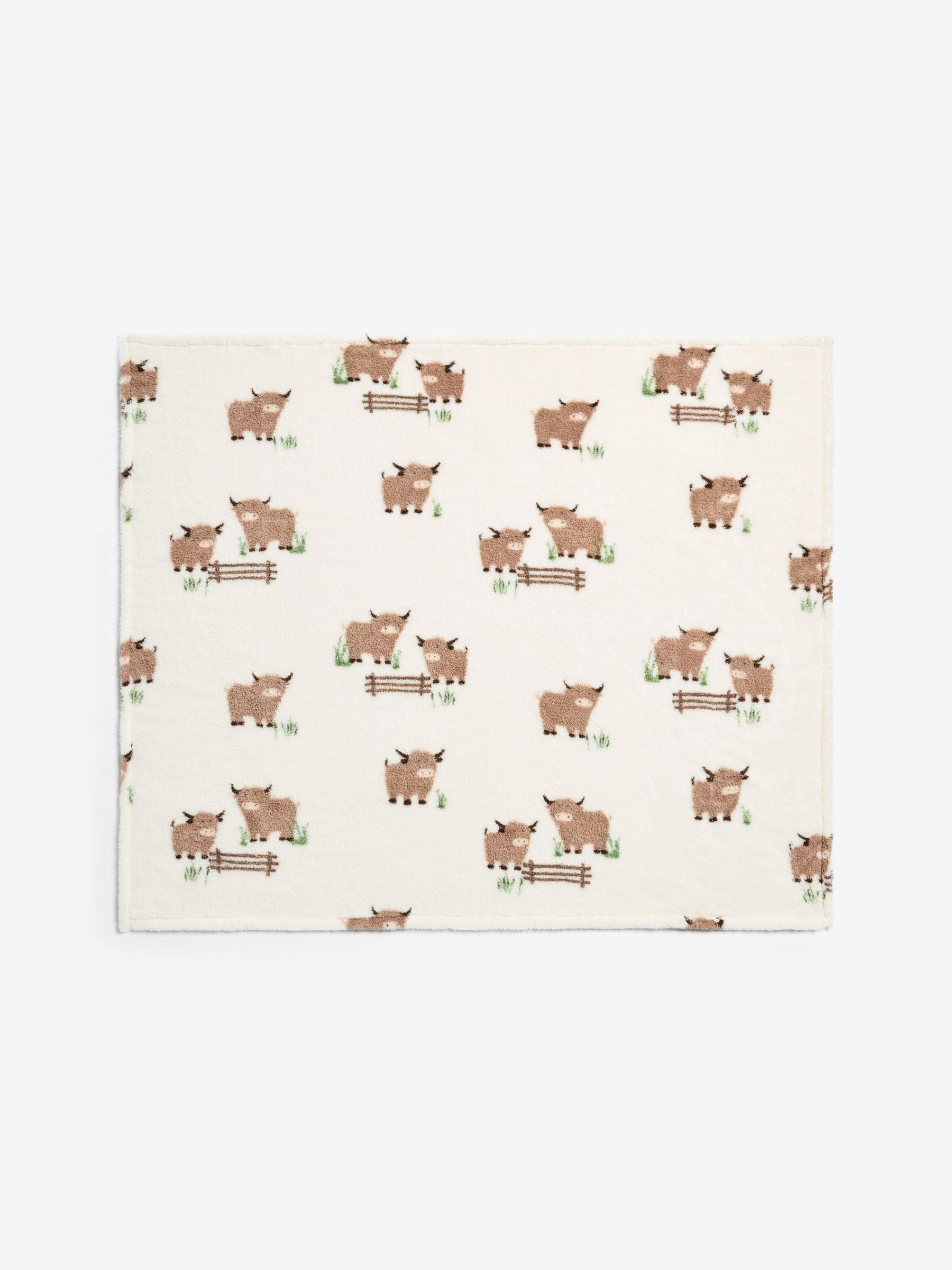 Natural Hamish Highland Cow fleece throw - British product