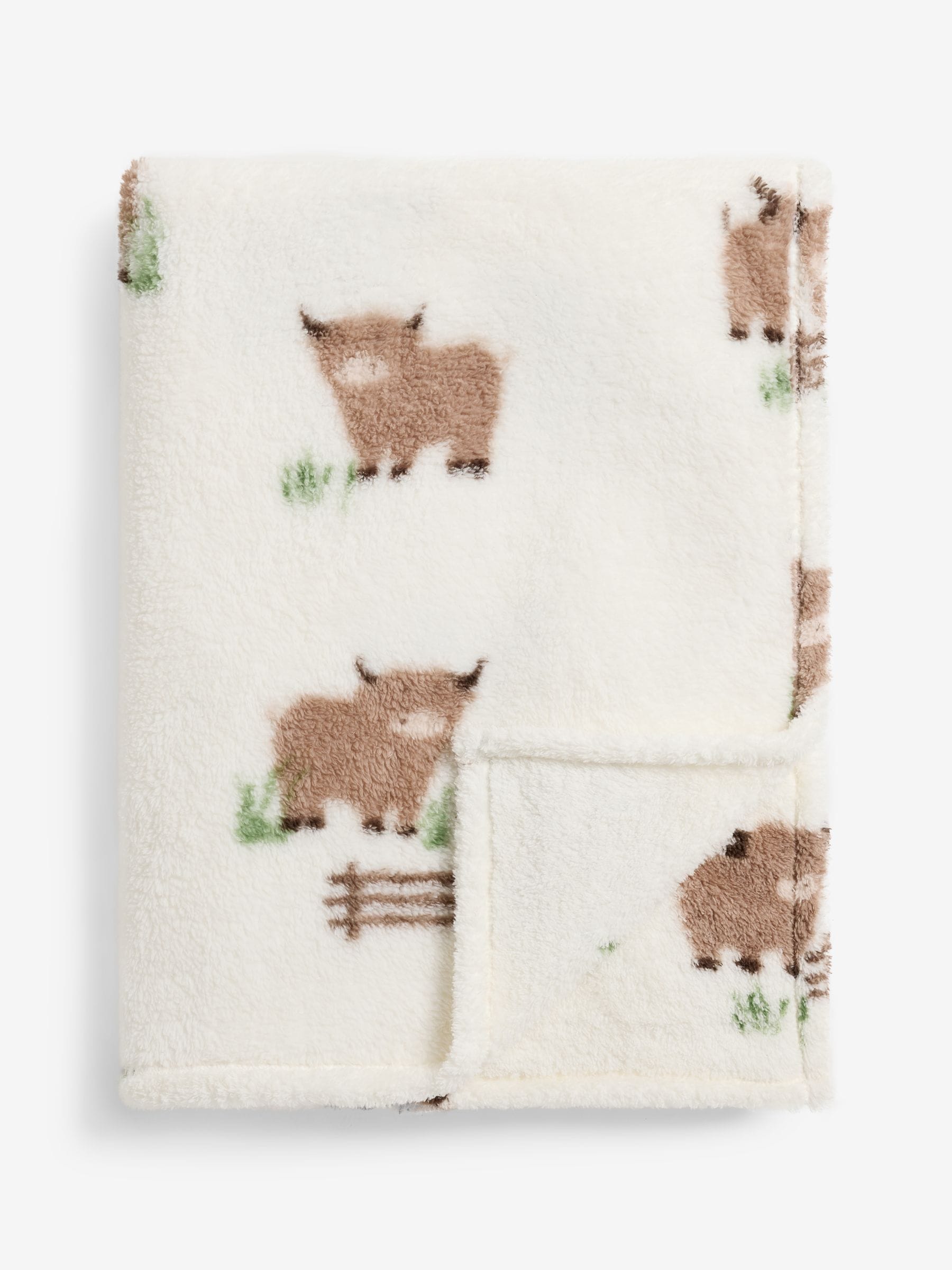 Natural Hamish Highland Cow fleece throw - British product
