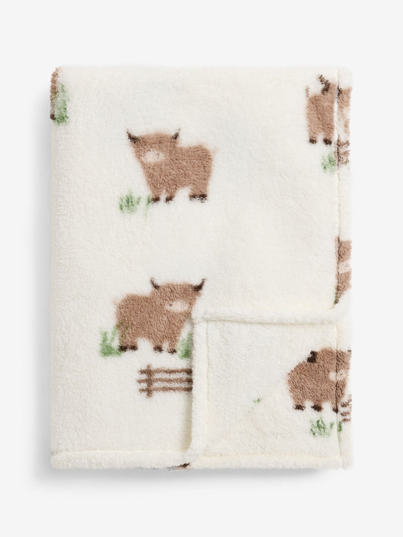 Natural Hamish Highland Cow fleece throw - British product