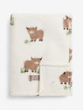 Natural Hamish Highland Cow fleece throw - British product