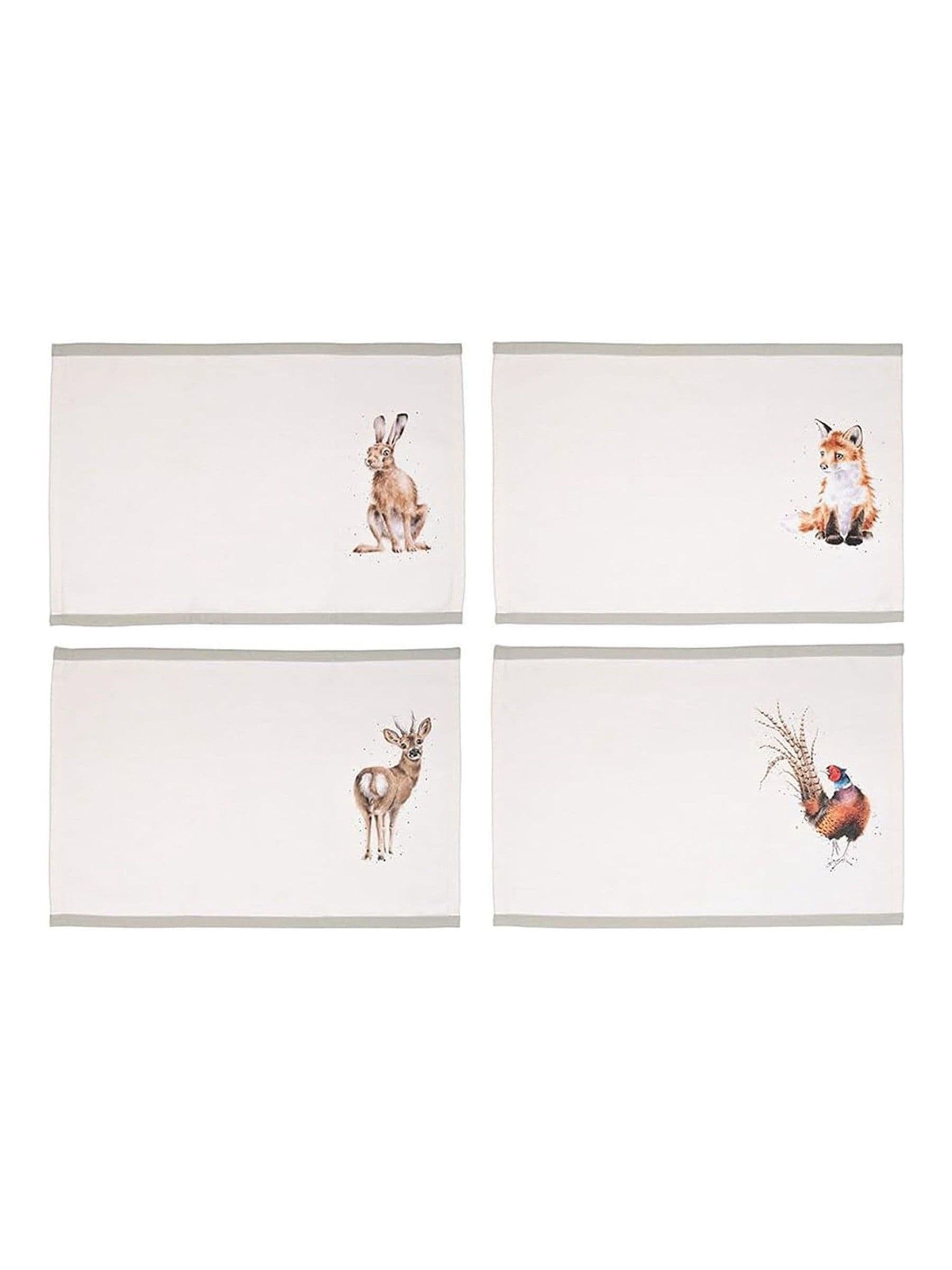 Wrendale fabric placemats set of 4 animal print 305mm x 450mm (British brand)