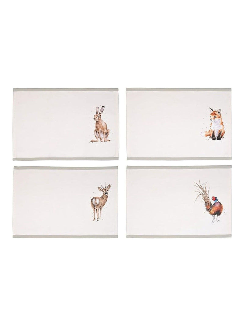 Wrendale fabric placemats set of 4 animal print 305mm x 450mm (British brand)